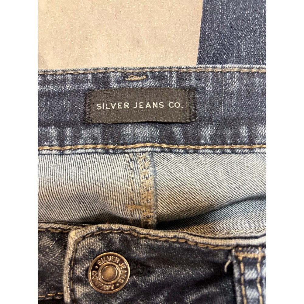 Silver Jeans Co Avery Straight Leg Jeans Dark Wash Frayed Hem Women's Size - Picture 5 of 12